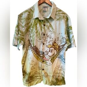 🌴🖤Official Disney World Tropical Print Men's Mickey Shirt size M. Like New!